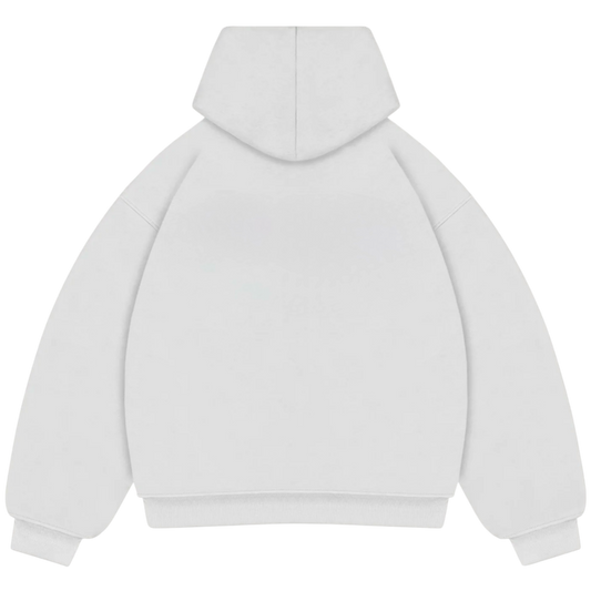 WHITE BOXY FIT HOODIE