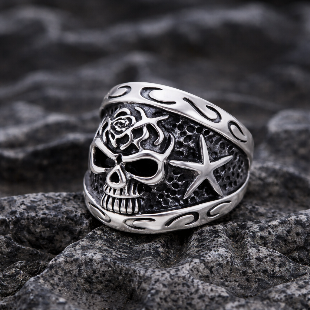 SKULL STAR RING