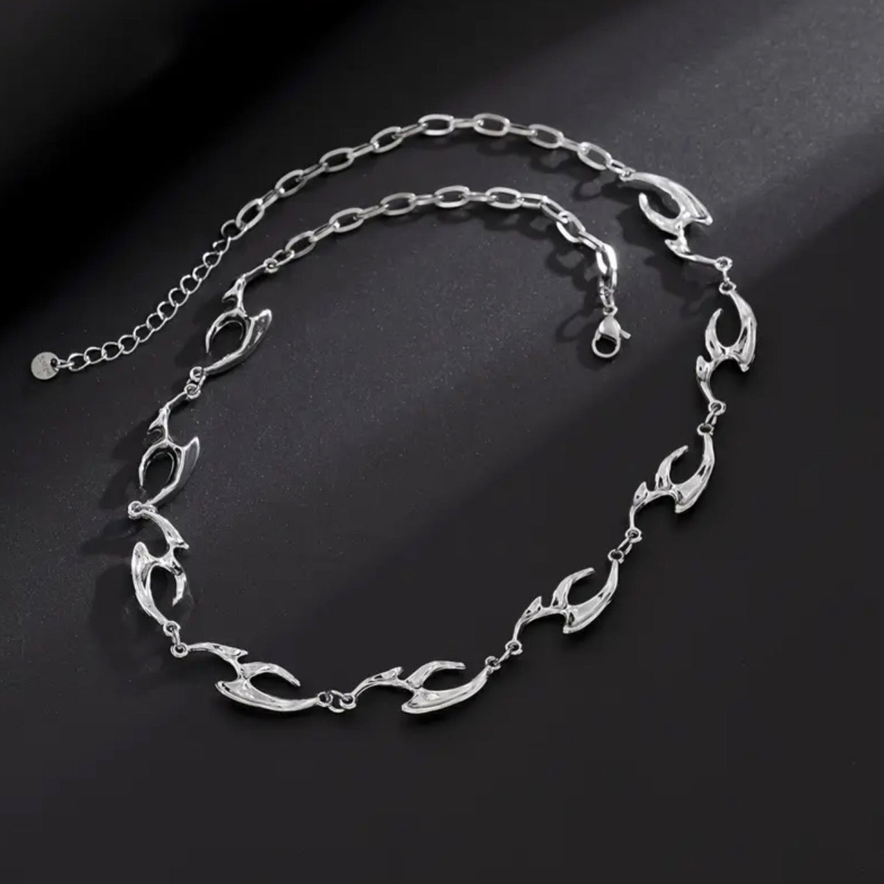 Irregular Shaped Metal Texture Necklace