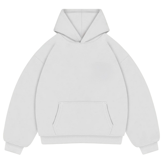 WHITE BOXY FIT HOODIE