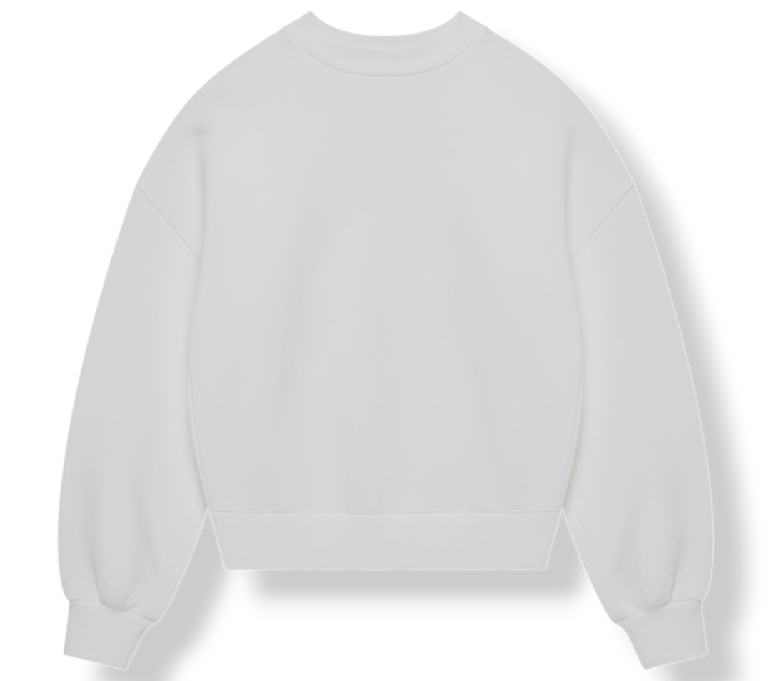 WHITE BOXY CREWNECK
