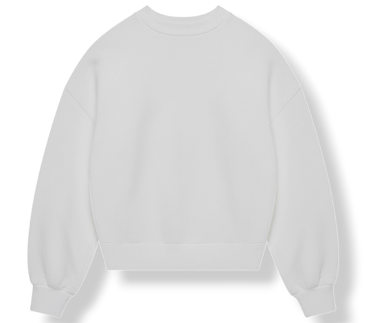 WHITE BOXY CREWNECK