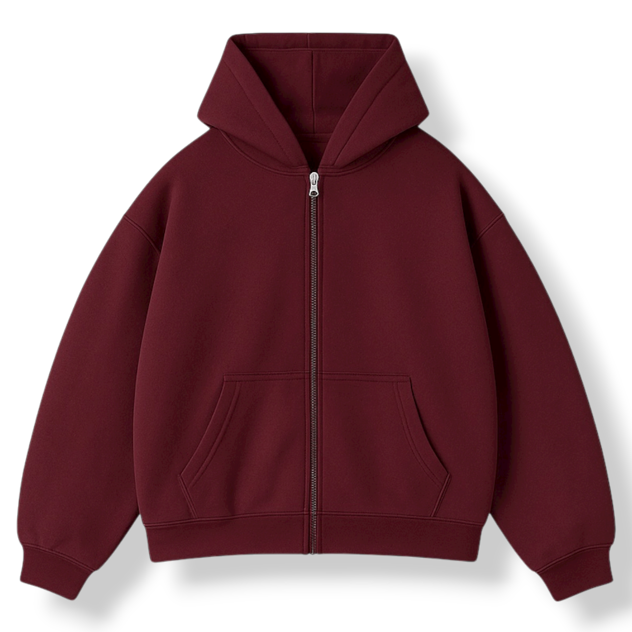 BOXY BURGUNDY ZIP UP